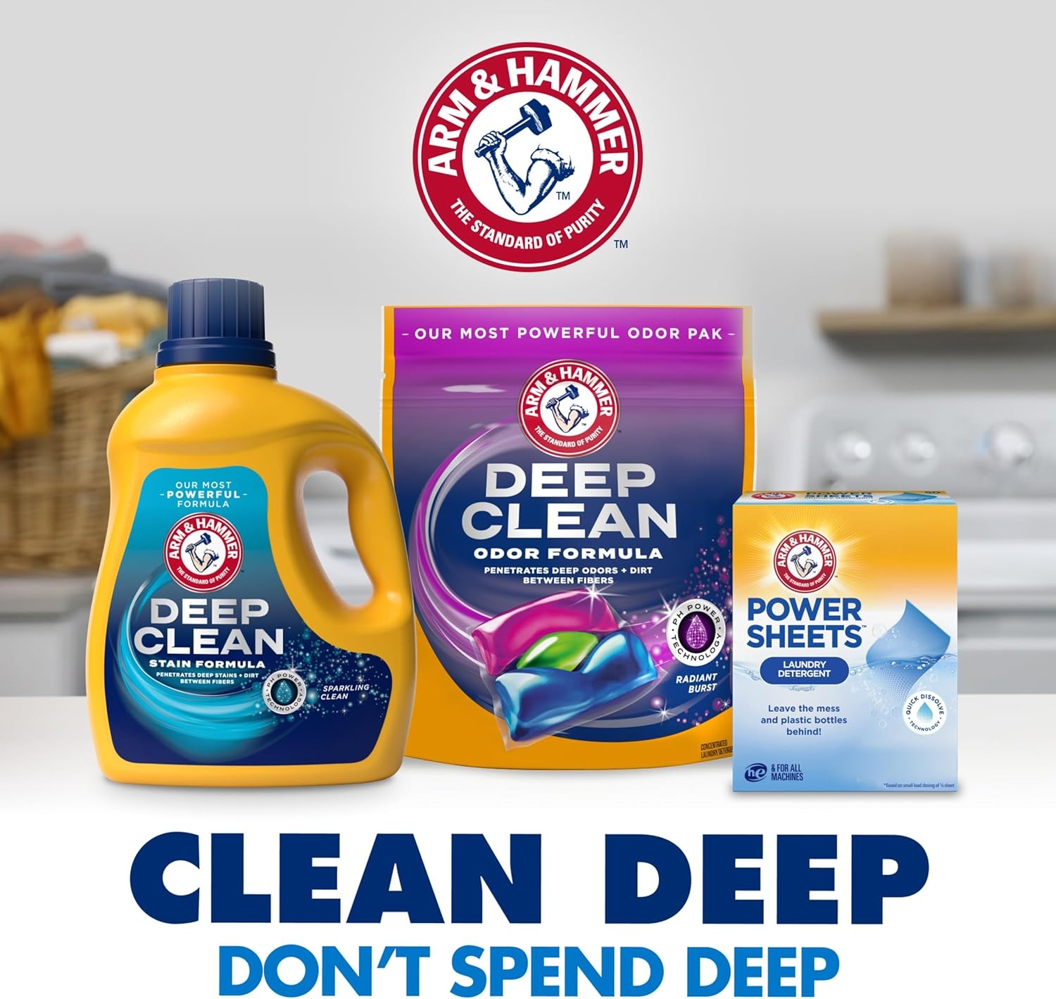 image:imageARM amp HAMMER 5in1 Power Sheets Laundry Detergent Free amp Clear 50 Count up to 100 Small LoadsFragrance Free