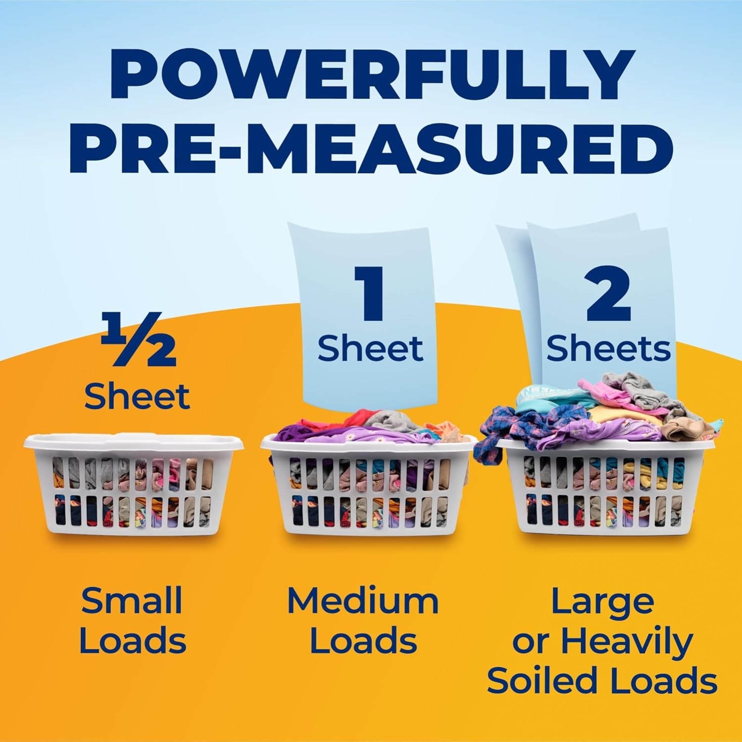 image:imageARM amp HAMMER 5in1 Power Sheets Laundry Detergent Free amp Clear 50 Count up to 100 Small LoadsFresh Breeze