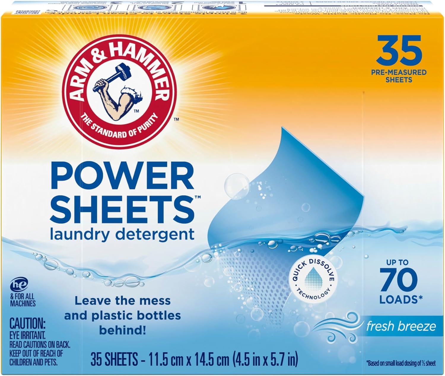 image:imageARM amp HAMMER 5in1 Power Sheets Laundry Detergent Free amp Clear 50 Count up to 100 Small LoadsFresh Breeze