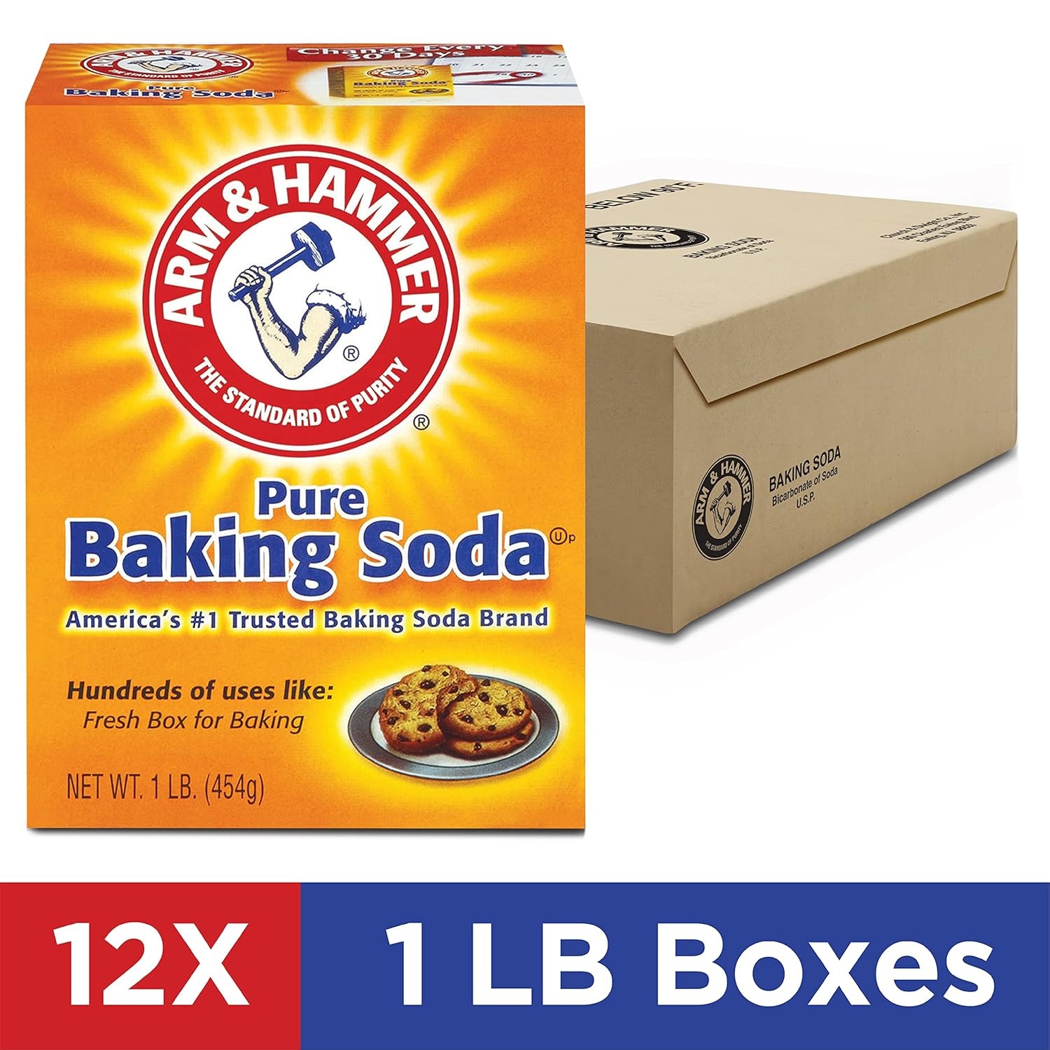 image:imageARM amp HAMMER Baking Soda MultiPurpose 100 Pure Sodium Bicarbonate Powder for Cooking Baking Cleaning Laundry Deodorizing DIY amp More 1 Lb 12 Pack16 Ounce Pack of 12