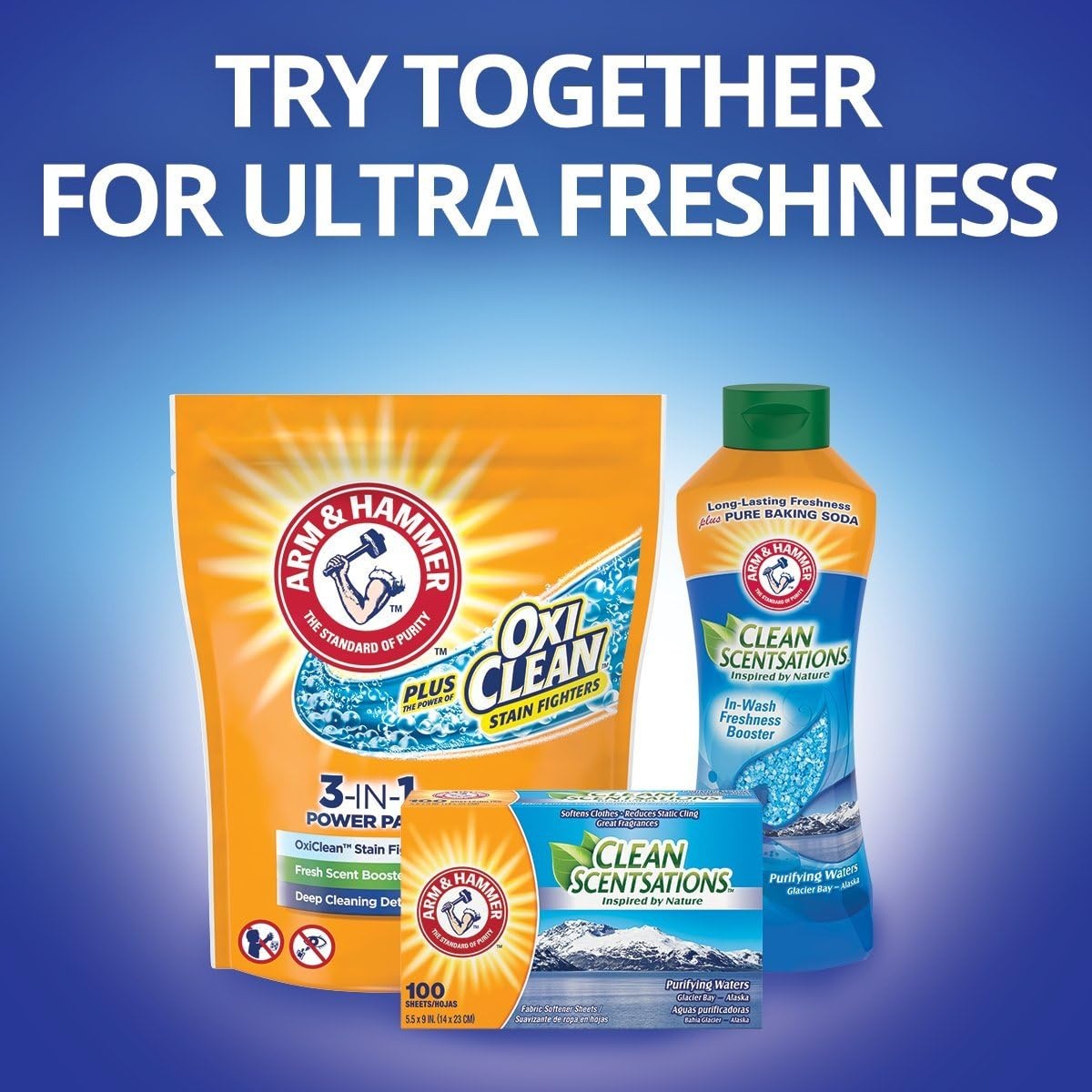 image:imageARM amp HAMMER Clean Scentsations InWash Scent Booster Laundry Scent Booster Purifying Waters scent 45 Oz24 Ounce Pack of 1