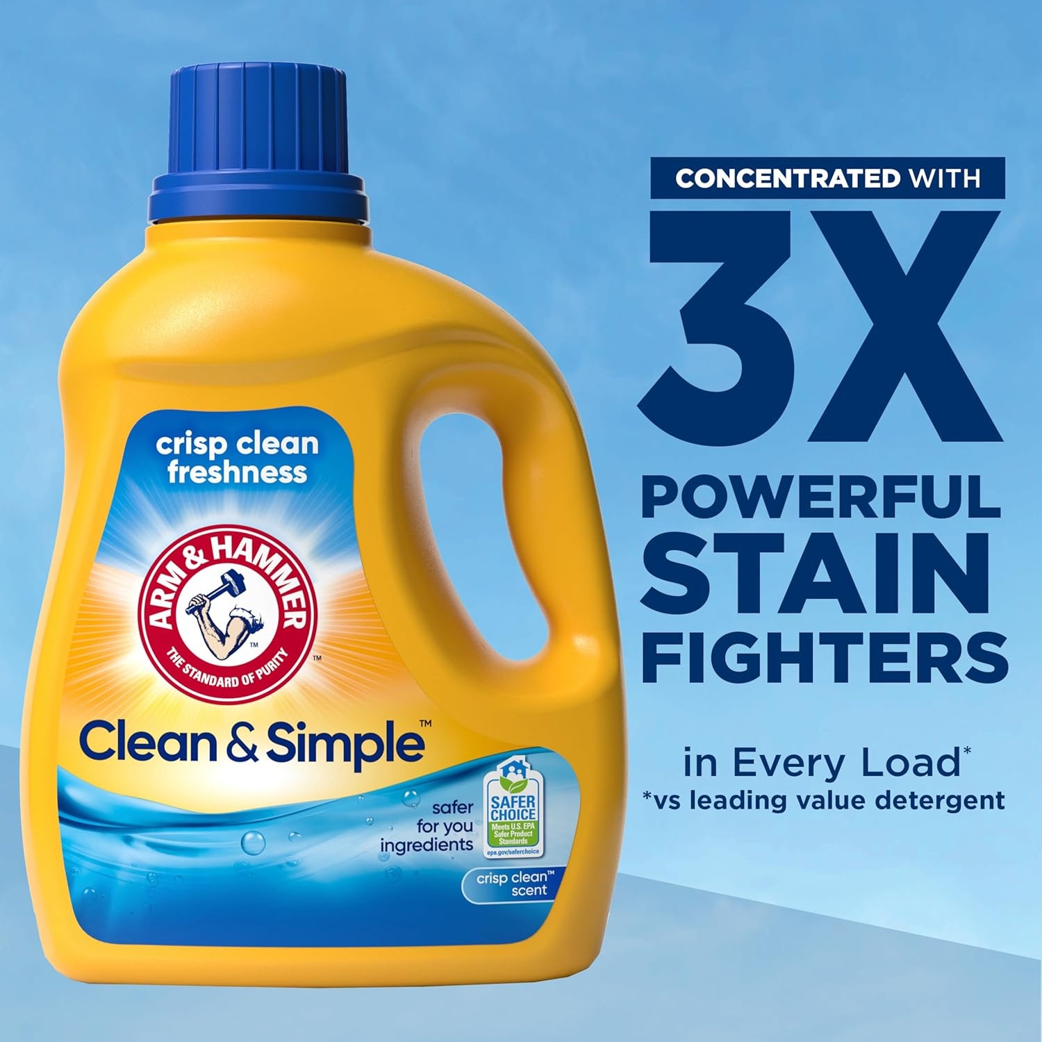 image:imageARM amp HAMMER Clean amp Simple 77 Loads Liquid Laundry Detergent 1005 Fl ozCrisp Clean