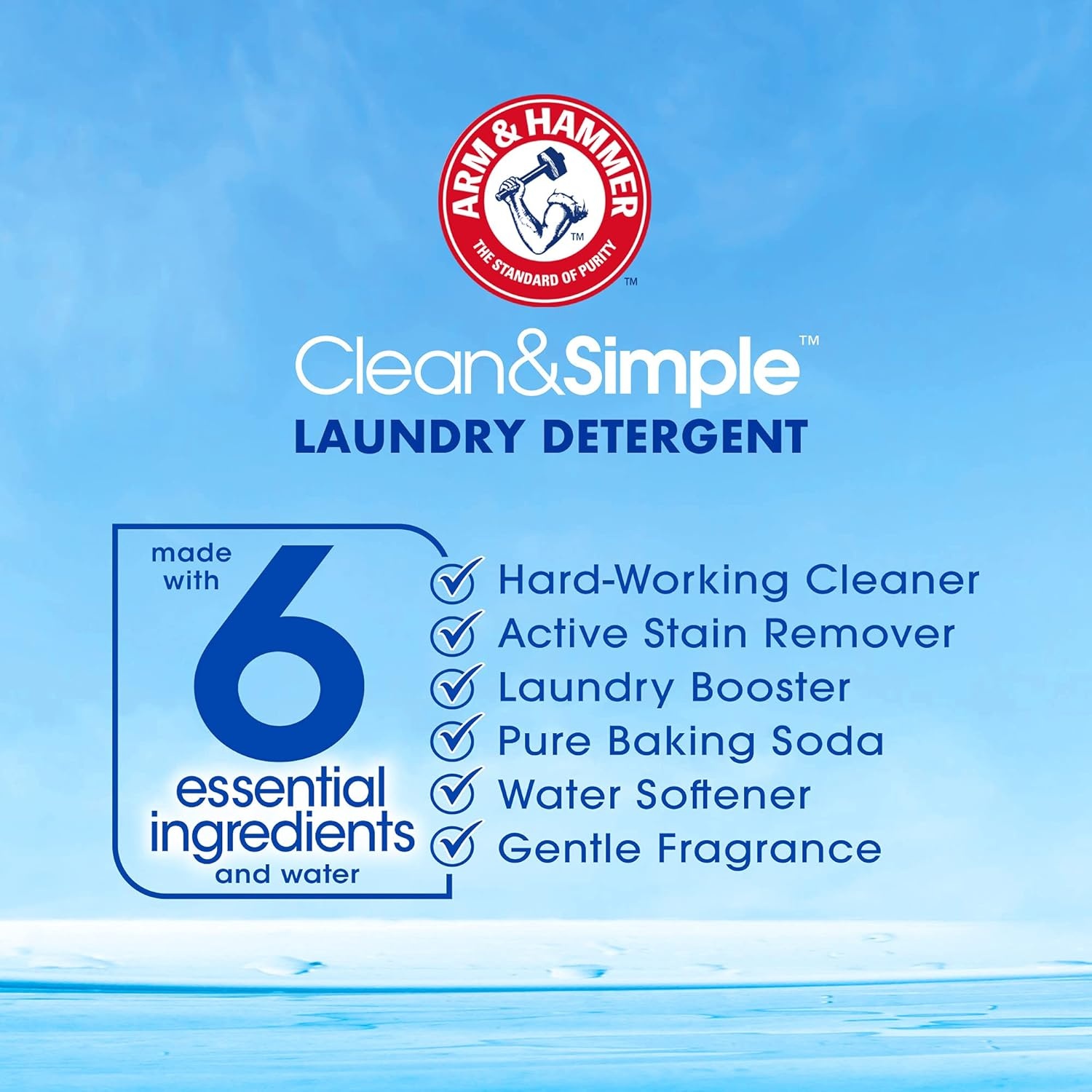 image:imageARM amp HAMMER Clean amp Simple 77 Loads Liquid Laundry Detergent 1005 Fl ozCrisp Clean