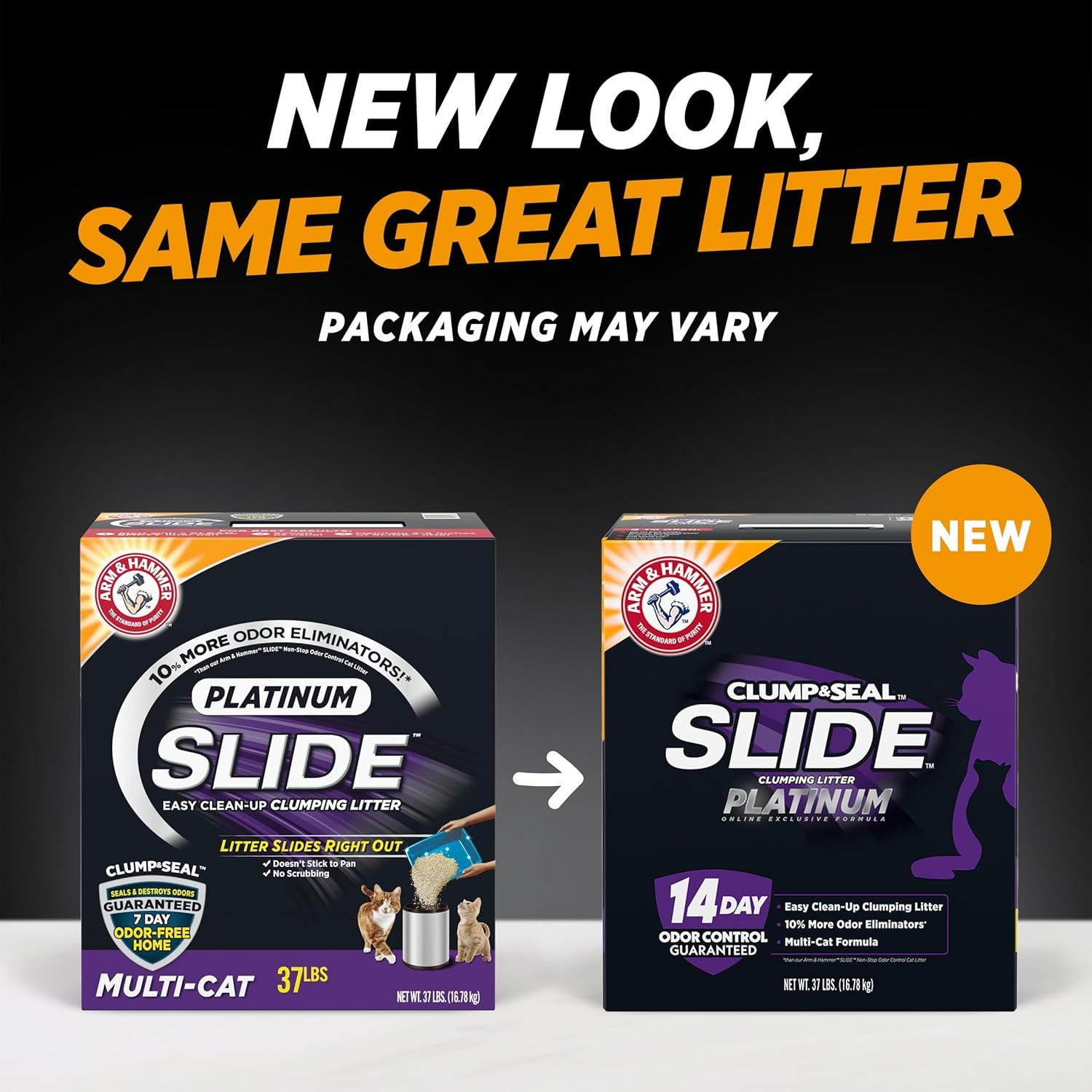 image:imageARM amp HAMMER Clump amp Seal SLIDE Platinum MultiCat Clumping Cat Litter Easy Clean Technology with No Scrubbing 14Day Odor Control 37 lbsSLIDE Platinum Clumping Litter