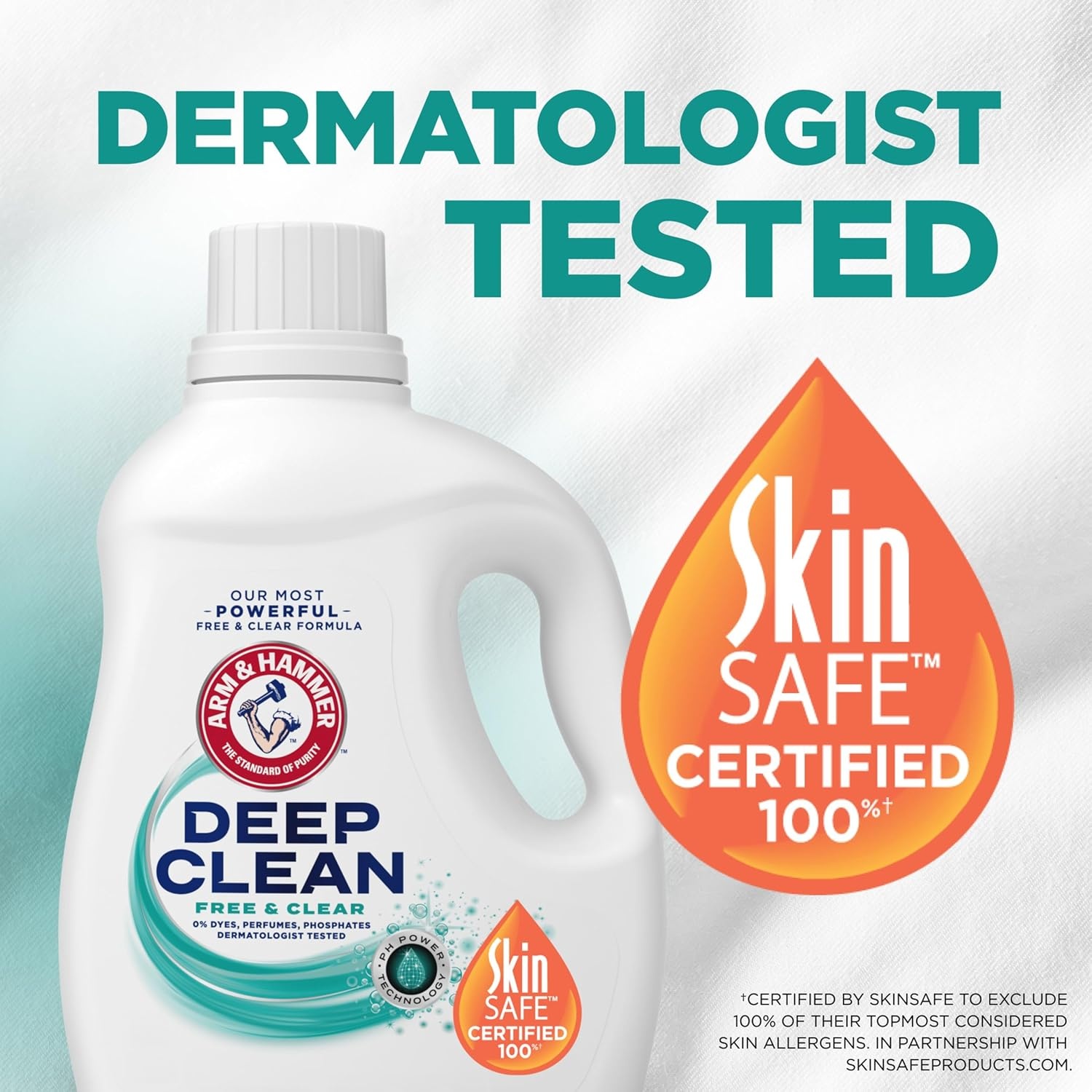 image:imageARM amp HAMMER Deep Clean Free amp Clear Liquid Laundry Detergent Free of Dyes and Perfumes Dermatologist Tested 75 Fl Oz 50 Loads75 Fl Oz Pack of 1