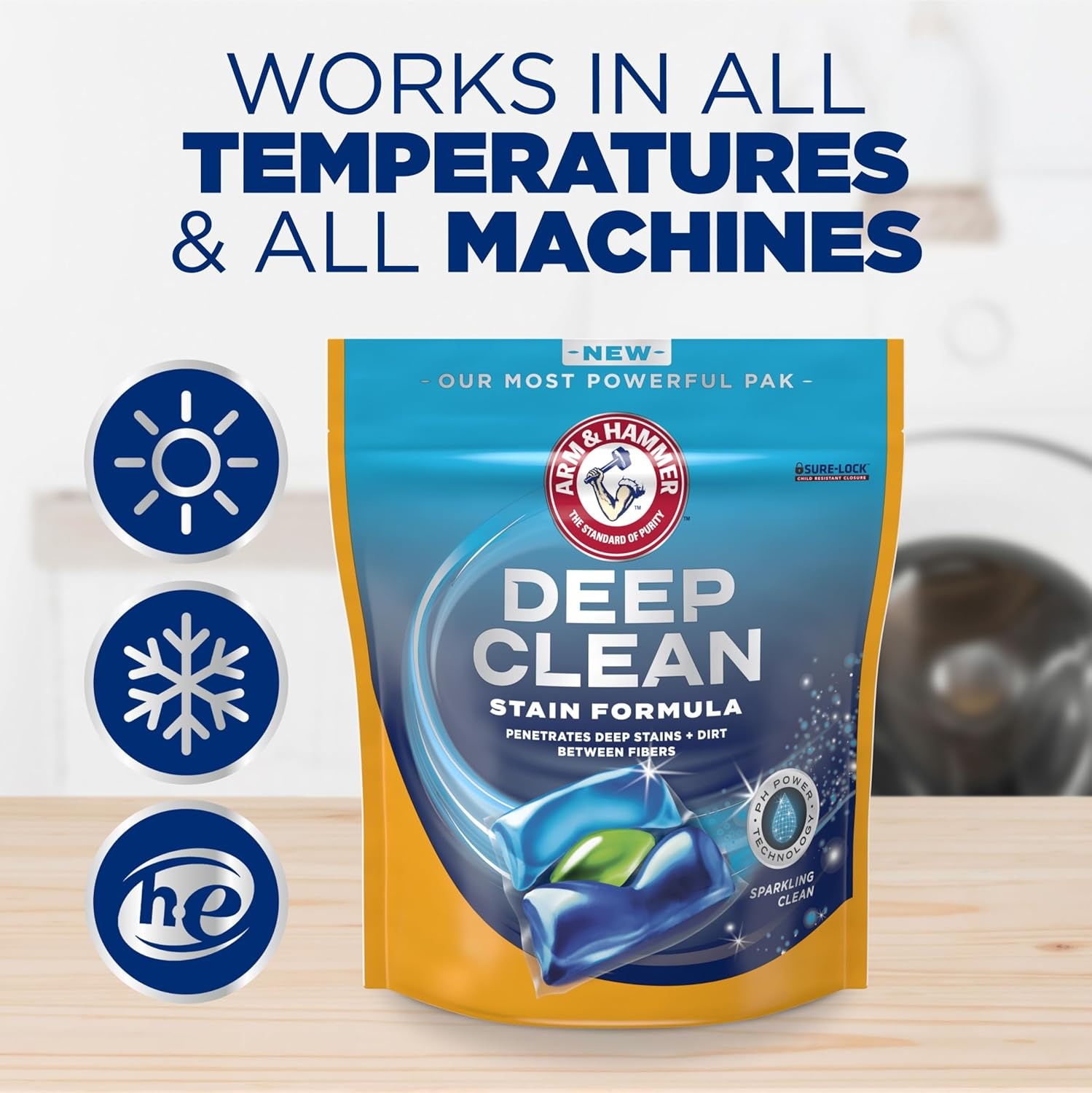 image:imageARM amp HAMMER Deep Clean Stain Formula Laundry Detergent Power Paks Laundry Stain Remover Sparkling Clean Scent 44 Count 44 LoadsSparkling Clean