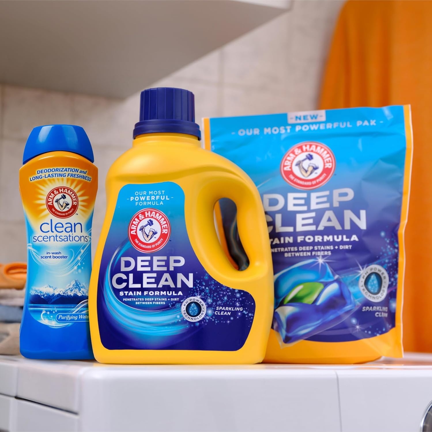 image:imageARM amp HAMMER Deep Clean Stain Formula Laundry Detergent Power Paks Laundry Stain Remover Sparkling Clean Scent 44 Count 44 LoadsSparkling Clean