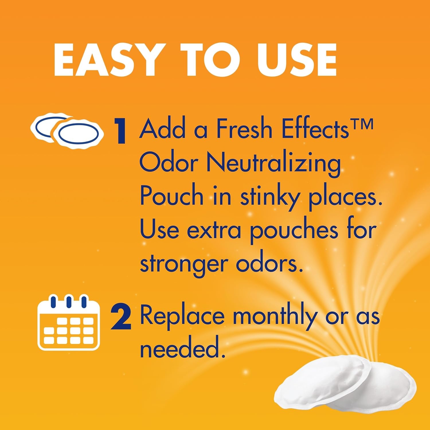 image:imageARM amp HAMMER Fresh Effects Odor Neutralizing Baking Soda Pouches LongLasting FragranceFree Odor Absorber for Shoes Cars Home amp Small Spaces 5 Count