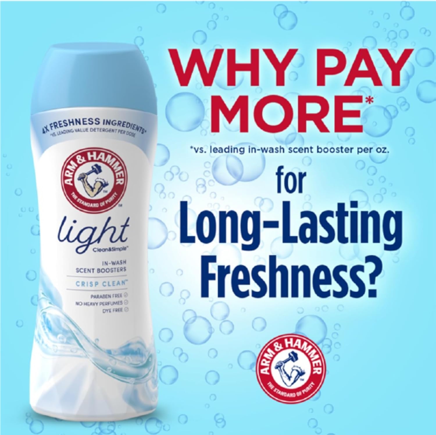 image:imageARM amp HAMMER Light InWash Scent Booster Laundry Scent Booster Crisp Clean scent 24 Oz24 Ounce Pack of 2