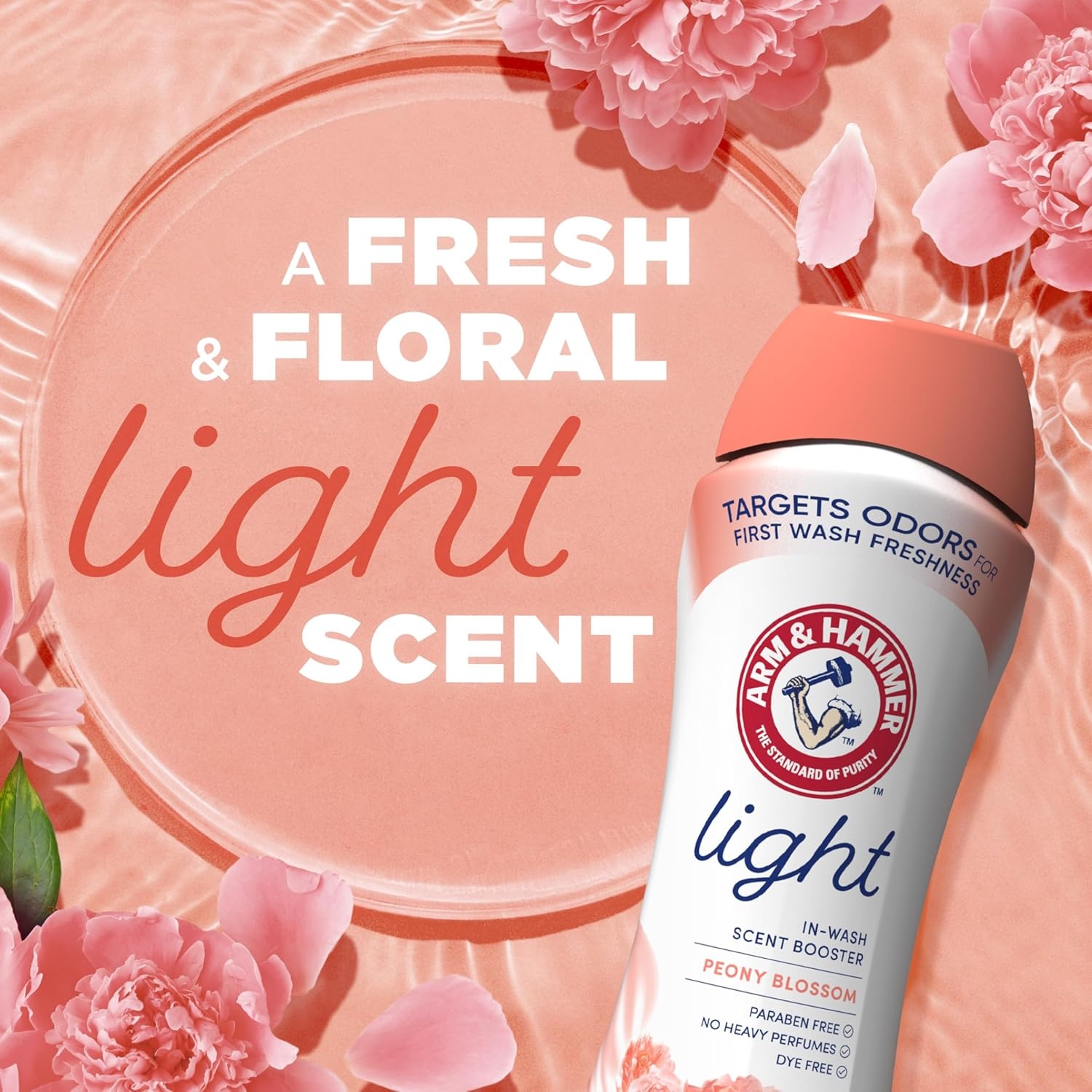image:imageARM amp HAMMER Light InWash Scent Booster No Heavy Perfumes No Dyes No Parabens Peony Blossom Scent 24 Oz24 Ounce Pack of 6