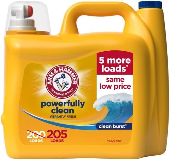 image:imageARM amp HAMMER Liquid Laundry Detergent Powerfully Clean Clean Burst Scent More Loads 205 Loads 205 Fl OzClean Burst