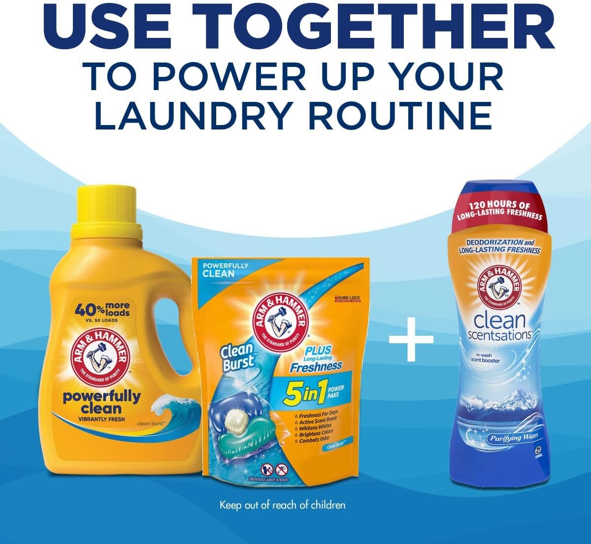 image:imageARM amp HAMMER Liquid Laundry Detergent Powerfully Clean Clean Burst Scent More Loads 205 Loads 205 Fl OzClean Burst