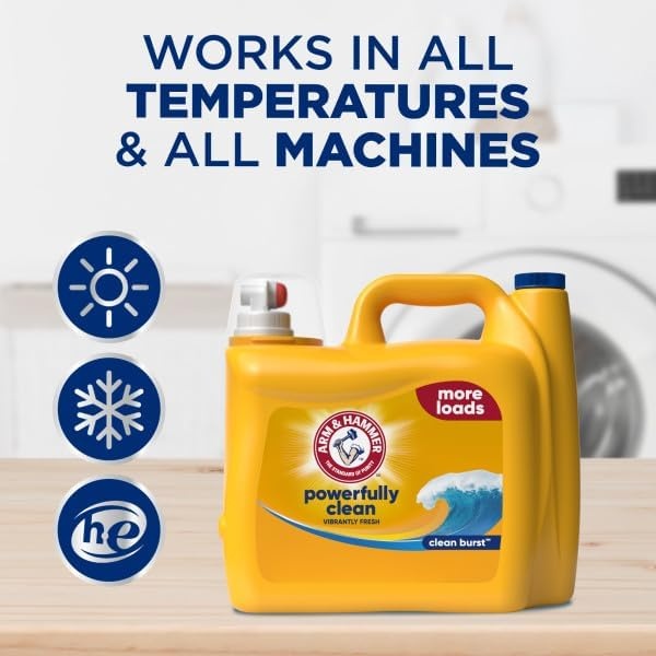 image:imageARM amp HAMMER Liquid Laundry Detergent Powerfully Clean Clean Burst Scent More Loads 205 Loads 205 Fl OzClean Burst