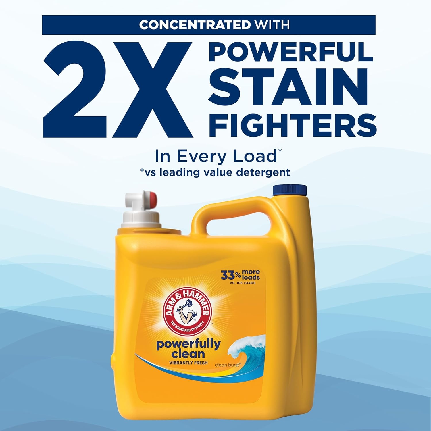 image:imageARM amp HAMMER Liquid Laundry Detergent Powerfully Clean Clean Burst Scent More Loads 205 Loads 205 Fl OzClean Burst