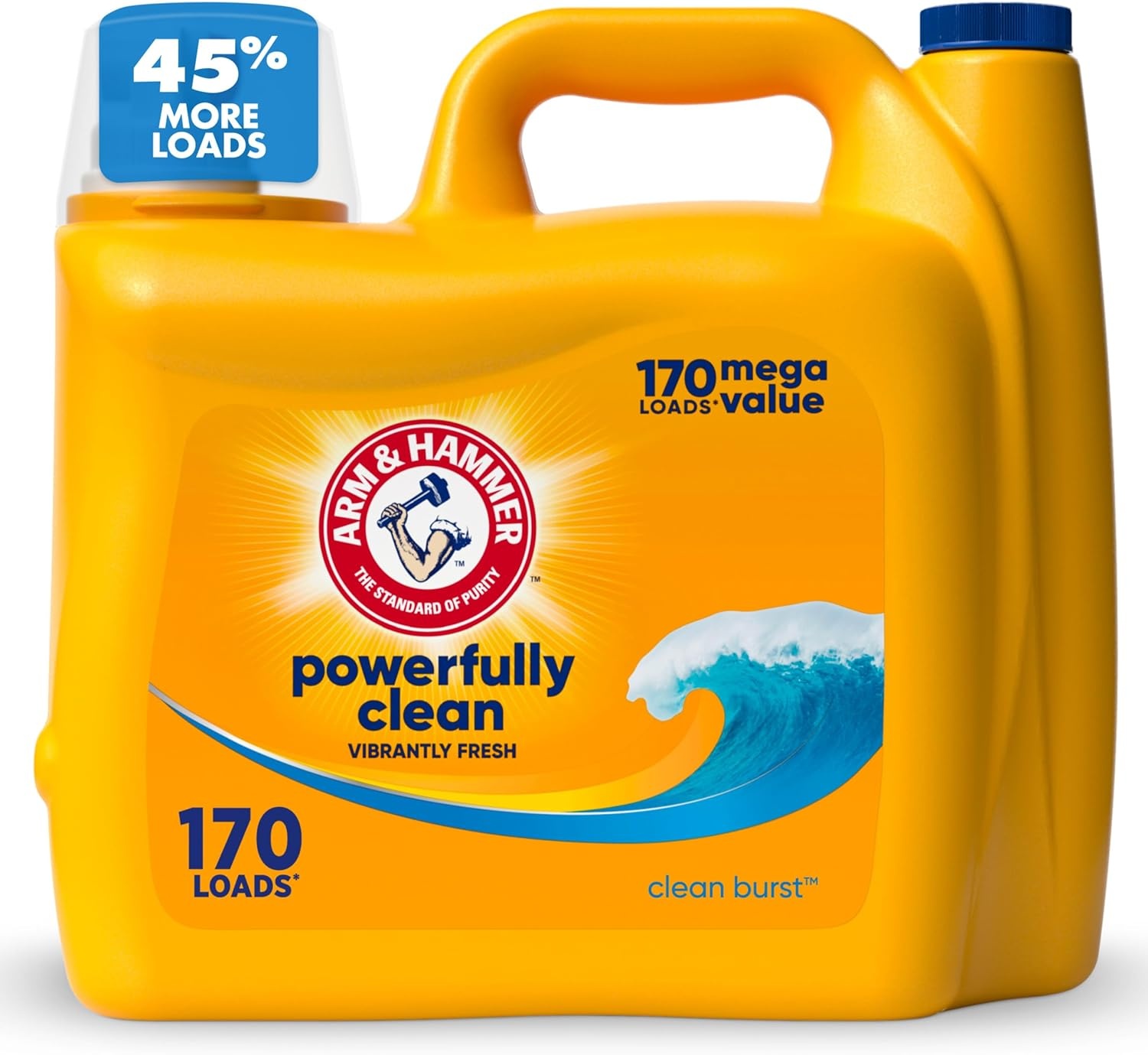 image:imageARM amp HAMMER Liquid Laundry Detergent Powerfully Clean Clean Burst Scent More Loads 205 Loads 205 Fl OzClean Burst
