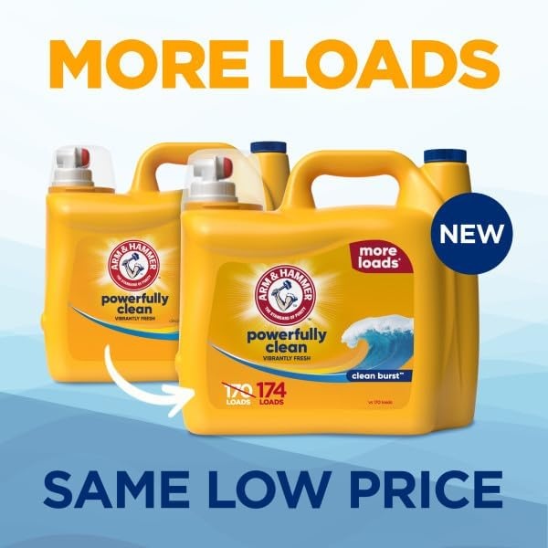 image:imageARM amp HAMMER Liquid Laundry Detergent Powerfully Clean Clean Burst Scent More Loads 205 Loads 205 Fl OzClean Burst Fresh