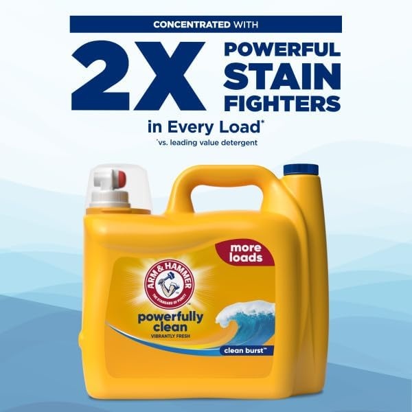 image:imageARM amp HAMMER Liquid Laundry Detergent Powerfully Clean Clean Burst Scent More Loads 205 Loads 205 Fl OzClean Burst Fresh
