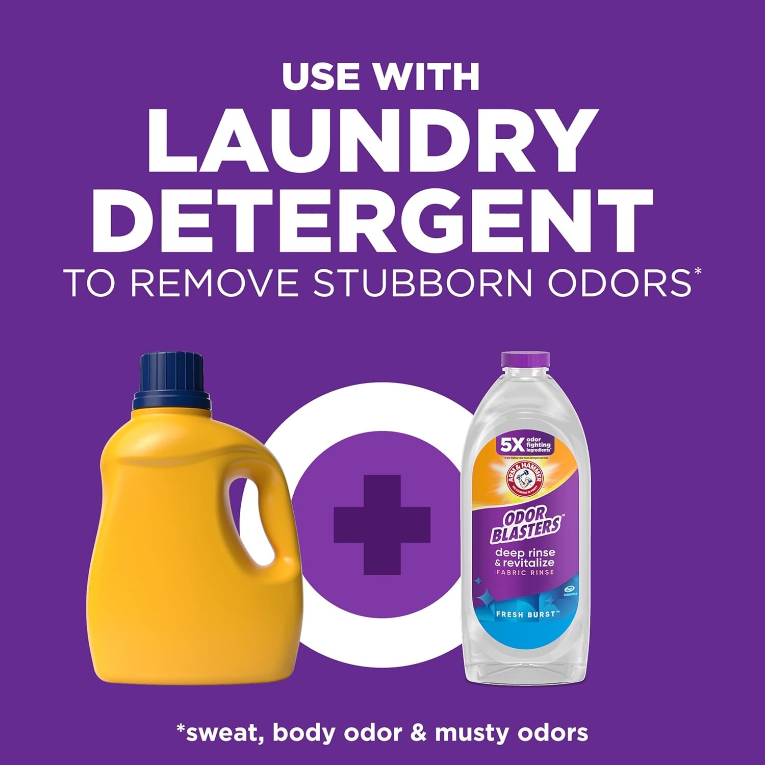 image:imageARM amp HAMMER Odor Blasters Deep Rinse and Revitalize Fabric Rinse Laundry Additive Eliminates Sweat and Musty Odors Fresh Burst Scent 50 fl oz
