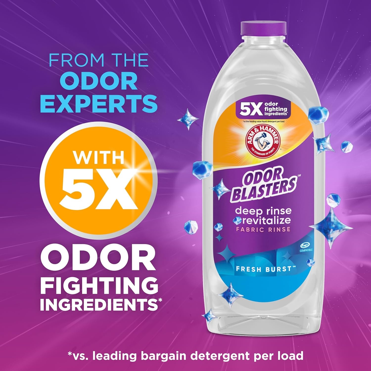 image:imageARM amp HAMMER Odor Blasters Deep Rinse and Revitalize Fabric Rinse Laundry Additive Eliminates Sweat and Musty Odors Fresh Burst Scent 50 fl oz