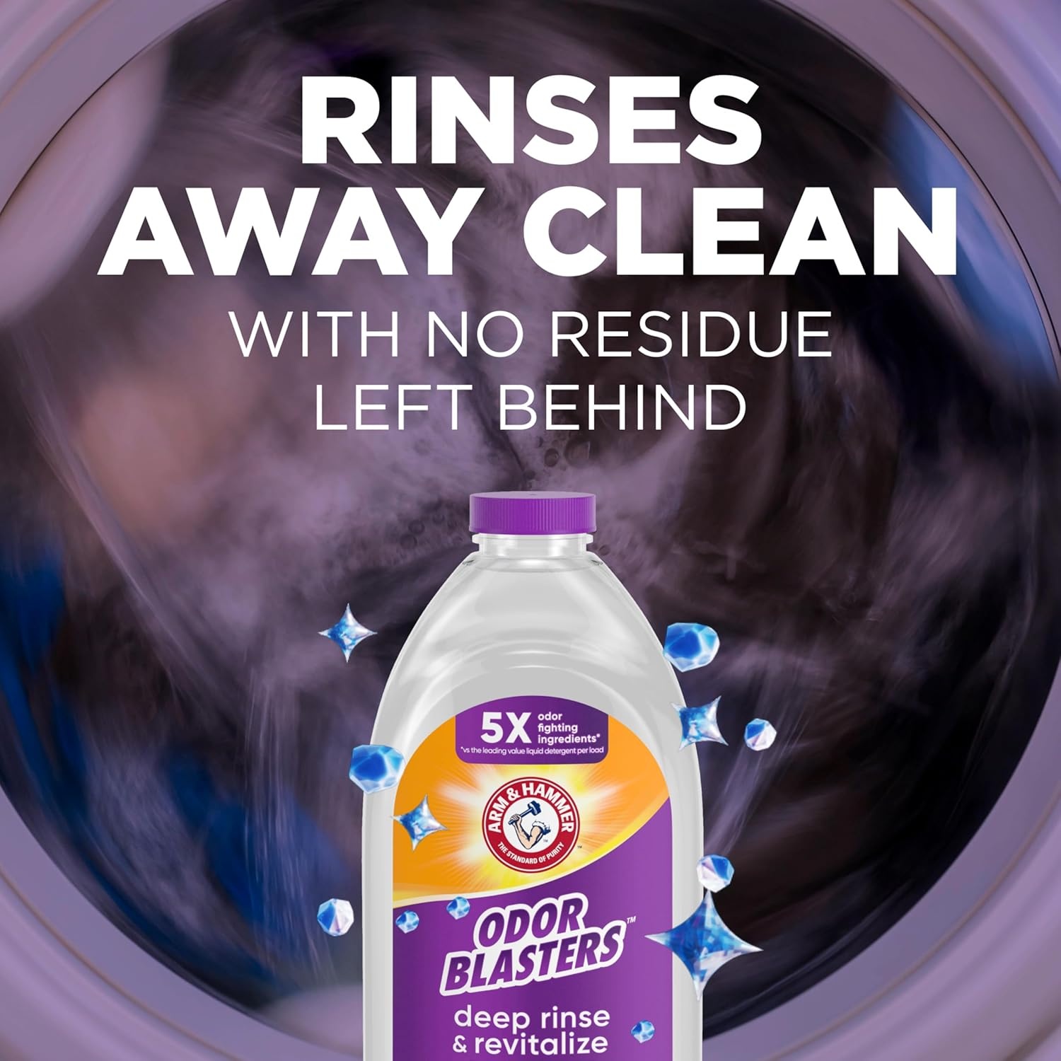 image:imageARM amp HAMMER Odor Blasters Deep Rinse and Revitalize Fabric Rinse Laundry Additive Eliminates Sweat and Musty Odors Fresh Burst Scent 50 fl oz