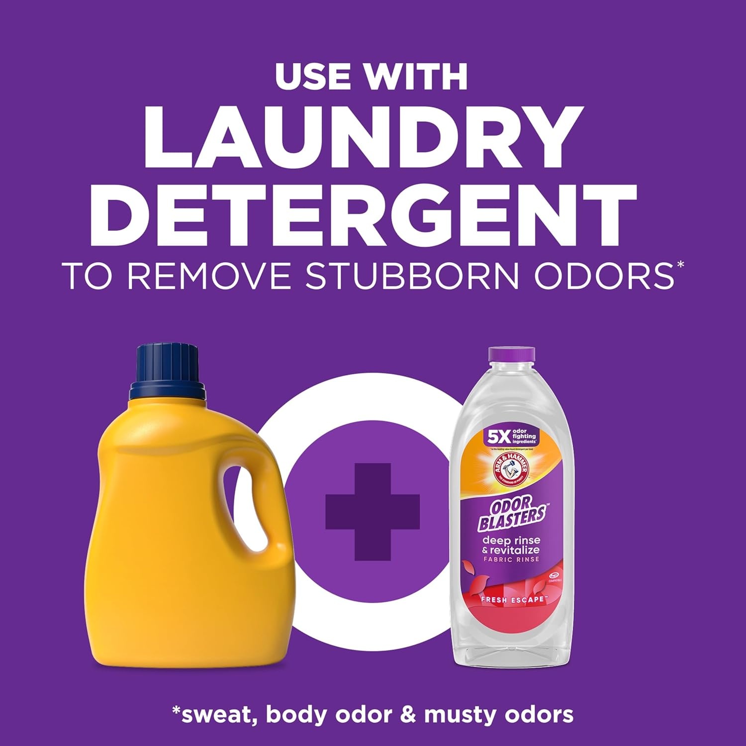 image:imageARM amp HAMMER Odor Blasters Deep Rinse and Revitalize Fabric Rinse Laundry Additive Eliminates Sweat and Musty Odors Fresh Escape Scent 50 fl oz