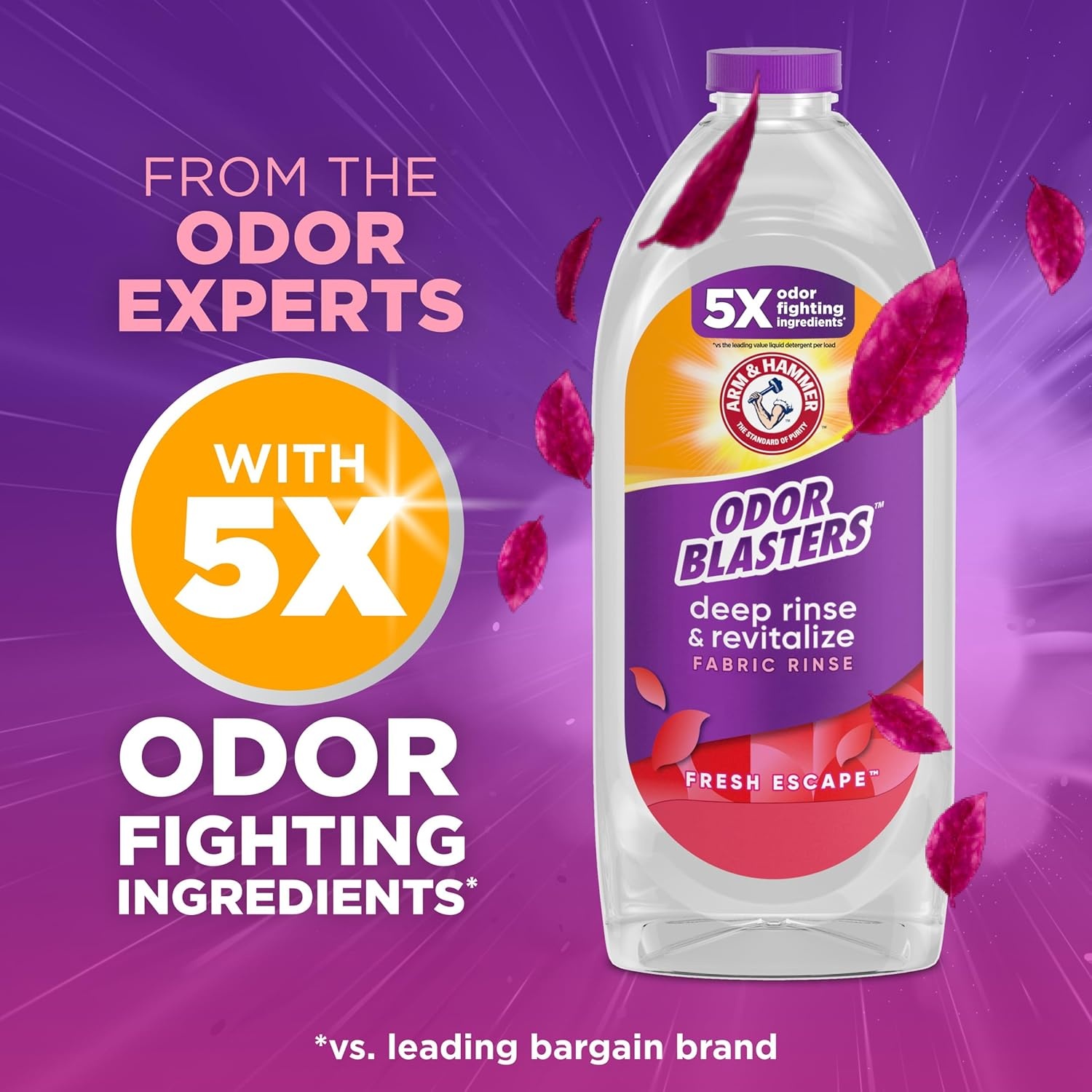 image:imageARM amp HAMMER Odor Blasters Deep Rinse and Revitalize Fabric Rinse Laundry Additive Eliminates Sweat and Musty Odors Fresh Escape Scent 50 fl oz