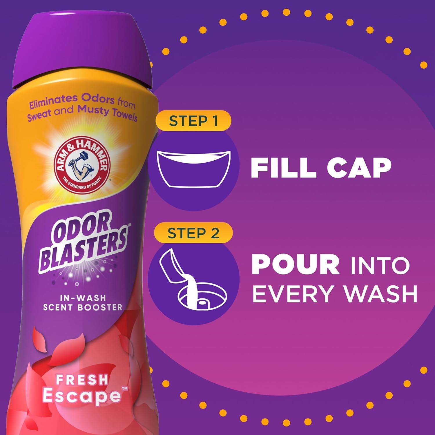 image:imageARM amp HAMMER Odor Blasters InWash Scent Booster Laundry Scent Booster Fresh Escape scent 24 Oz24 Ounce Pack of 2