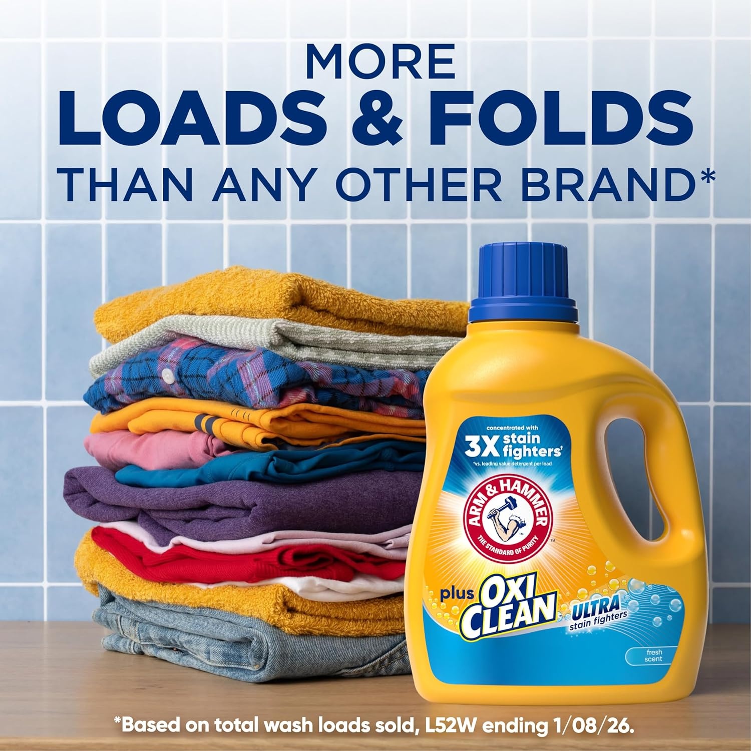 image:imageARM amp HAMMER Plus OxiClean Ultra Stain Fighters Liquid Laundry Detergent Stain Remover for Clothes Clean Meadow 74 Loads 962 fl ozFresh Scent