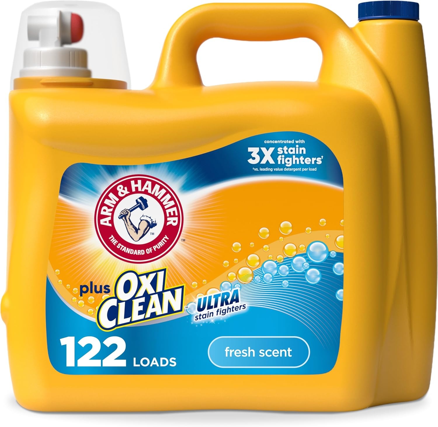 image:imageARM amp HAMMER Plus OxiClean Ultra Stain Fighters Liquid Laundry Detergent Stain Remover for Clothes Clean Meadow 74 Loads 962 fl ozFresh Scent