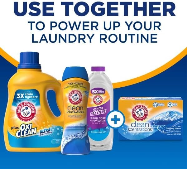 image:imageARM amp HAMMER Plus OxiClean Ultra Stain Fighters Liquid Laundry Detergent Stain Remover for Clothes Clean Meadow 74 Loads 962 fl ozFresh Scent