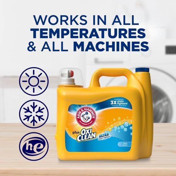 image:imageARM amp HAMMER Plus OxiClean Ultra Stain Fighters Liquid Laundry Detergent Stain Remover for Clothes Clean Meadow 74 Loads 962 fl ozFresh Scent