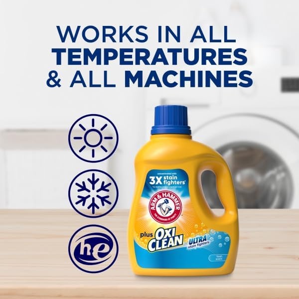 image:imageARM amp HAMMER Plus OxiClean Ultra Stain Fighters Liquid Laundry Detergent Stain Remover for Clothes Clean Meadow 74 Loads 962 fl ozFresh Scent