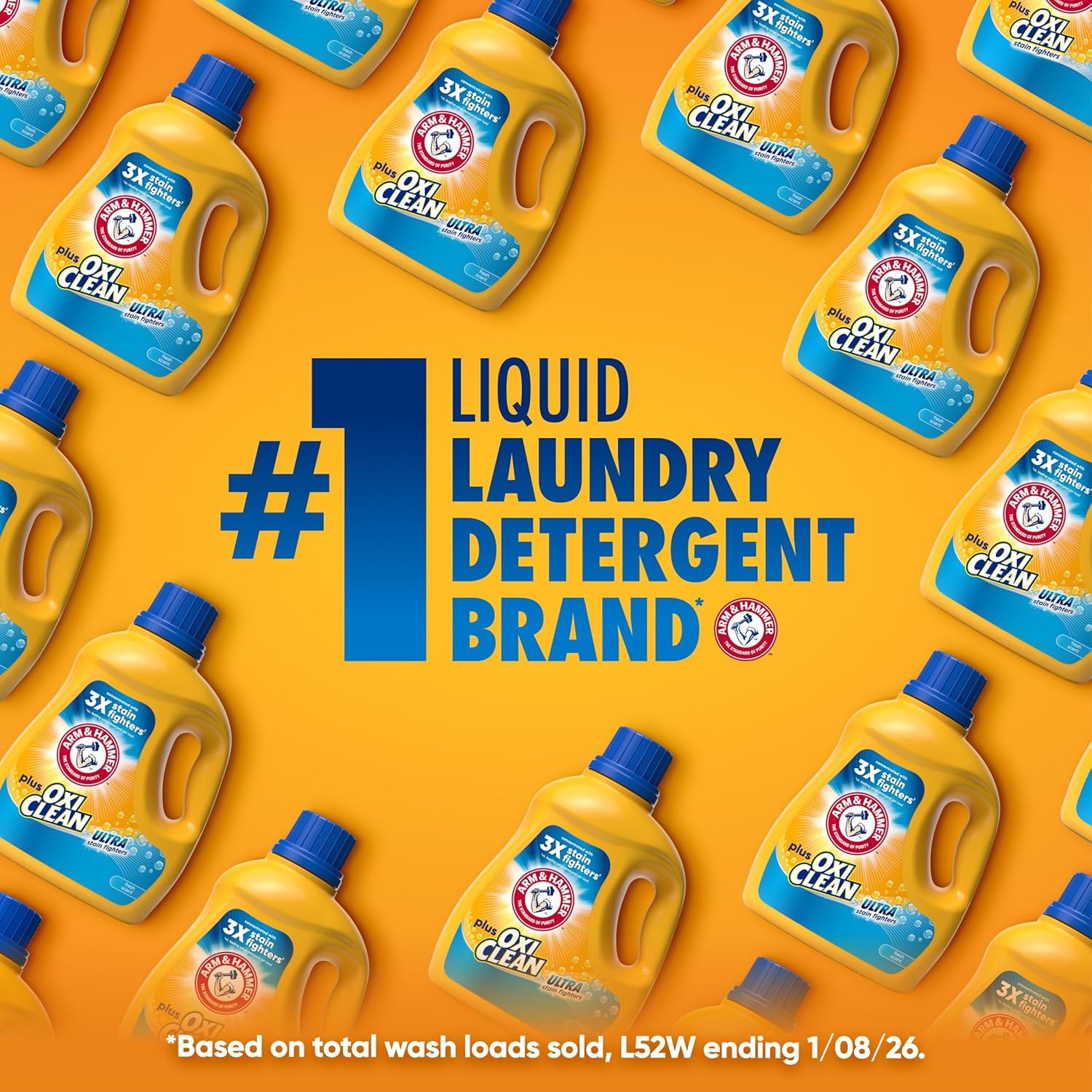 image:imageARM amp HAMMER Plus OxiClean Ultra Stain Fighters Liquid Laundry Detergent Stain Remover for Clothes Clean Meadow 74 Loads 962 fl ozFresh Scent
