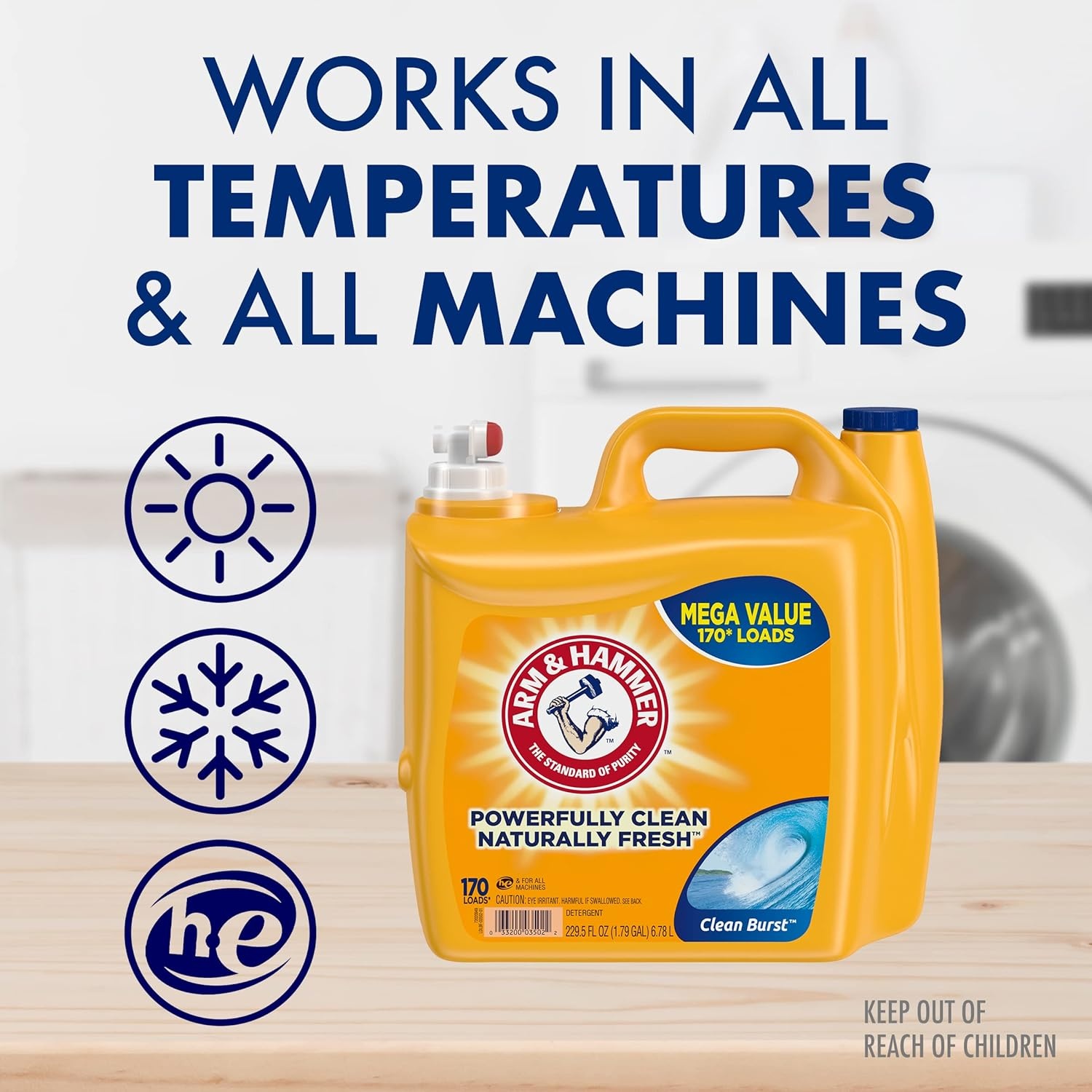 image:imageARM amp HAMMER Sensitive Skin Free amp Clear 140 Loads Liquid Laundry Detergent 140 Fl ozClean Burst