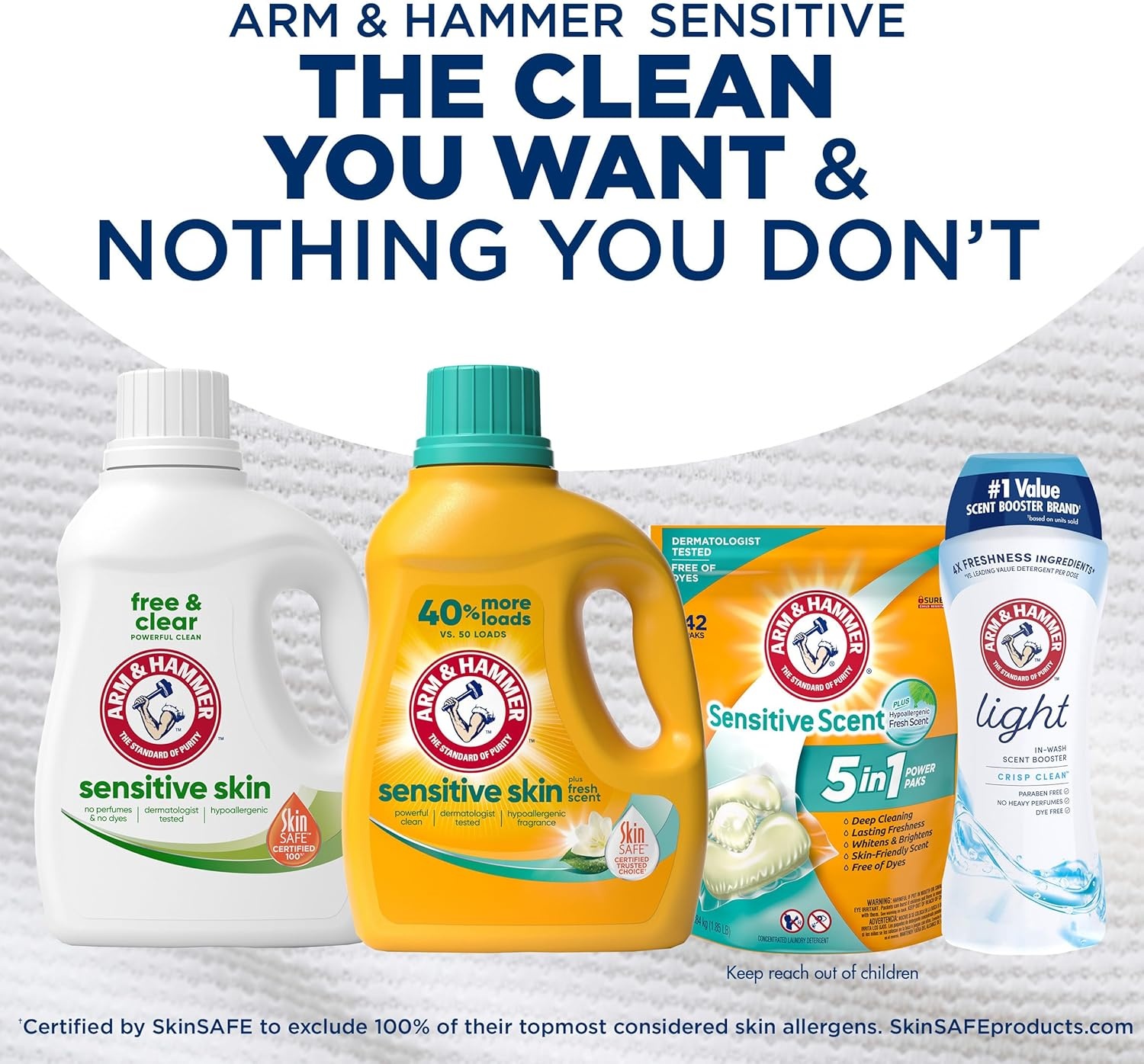 image:imageARM amp HAMMER Sensitive Skin Free amp Clear 140 Loads Liquid Laundry Detergent 140 Fl ozFragrance Free