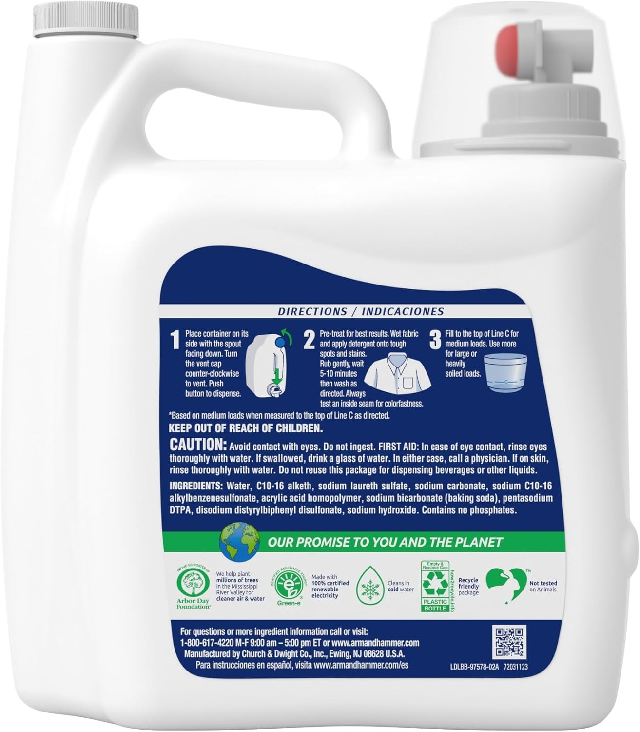 image:imageARM amp HAMMER Sensitive Skin Free amp Clear 140 Loads Liquid Laundry Detergent 140 Fl ozFragrance Free