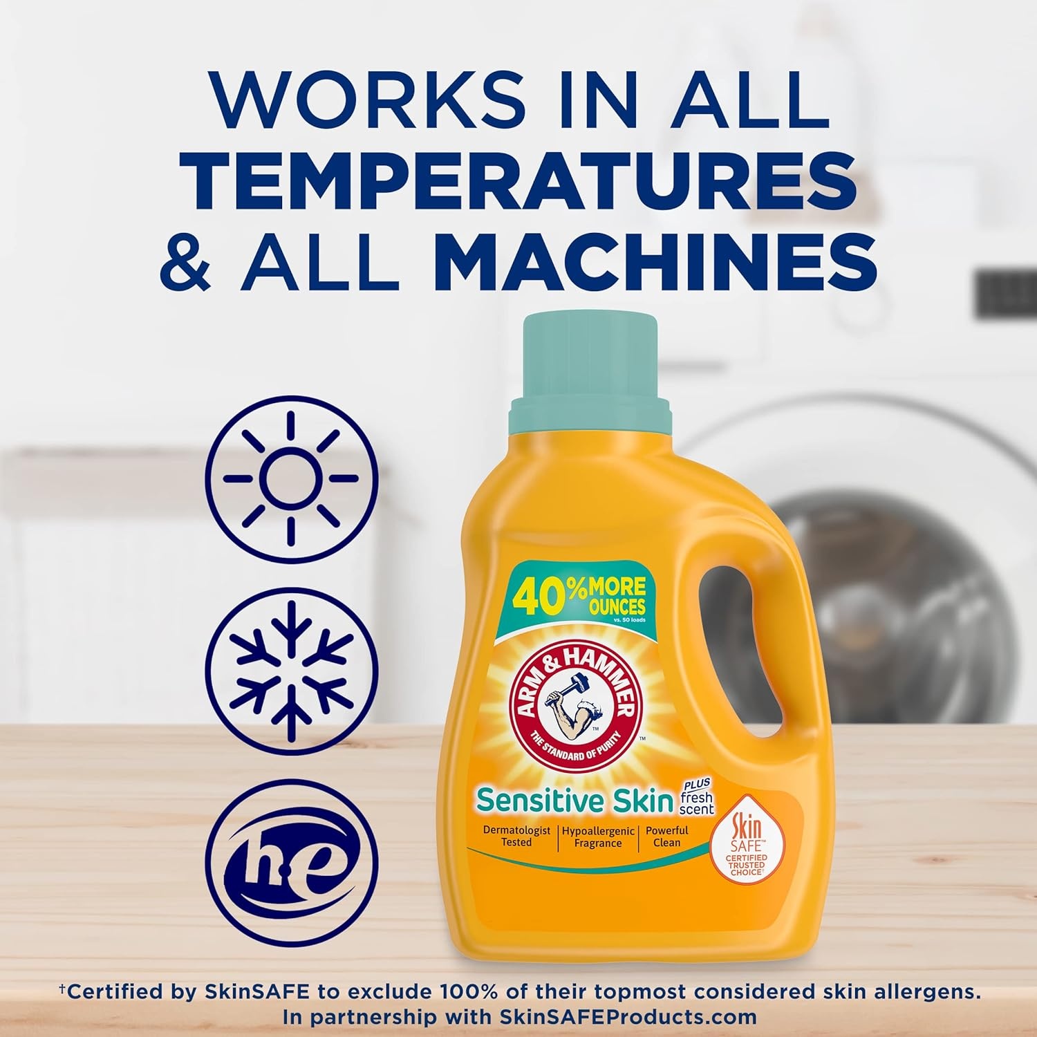 image:imageARM amp HAMMER Sensitive Skin Liquid Laundry Detergent Fresh Scent 105 fl oz 105 LoadsFresh Scent