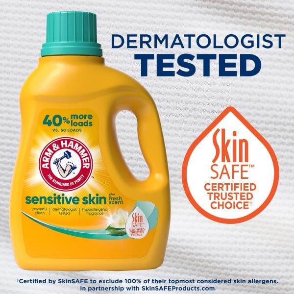 image:imageARM amp HAMMER Sensitive Skin Liquid Laundry Detergent Fresh Scent 105 fl oz 105 LoadsFresh Scent