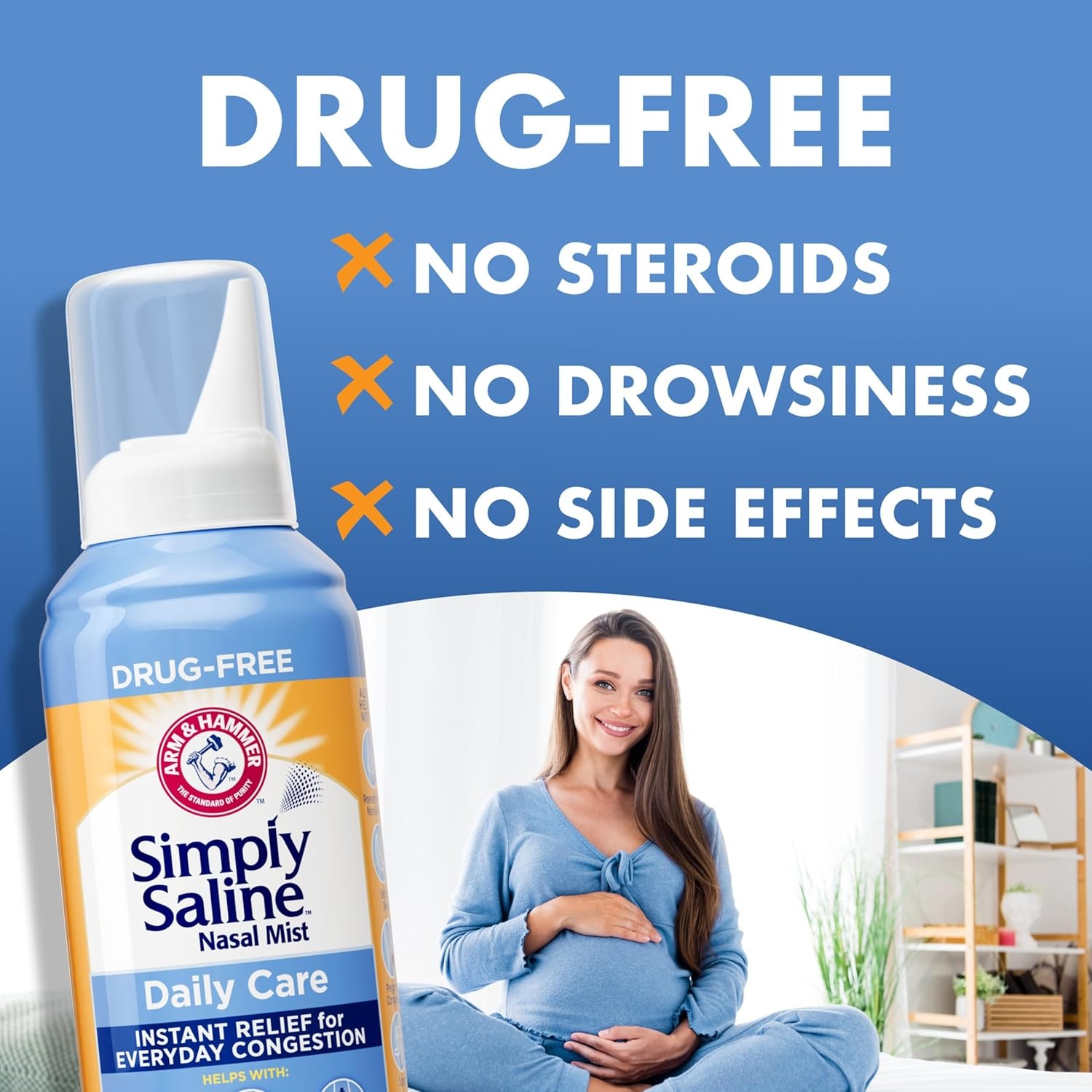 image:imageARM amp HAMMER Simply Saline Nasal Care Daily Mist 45oz Instant Relief for Every Day Congestion One 45oz BottleMedication
