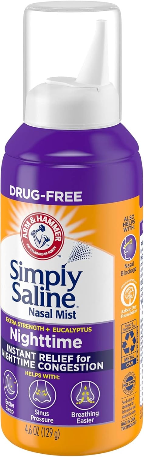 image:imageARM amp HAMMER Simply Saline Nighttime Nasal Mist 46oz Instant Relief for SEVERE Congestion One 46oz BottleNasal Mist