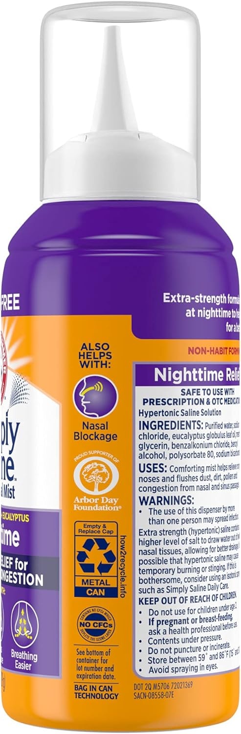 image:imageARM amp HAMMER Simply Saline Nighttime Nasal Mist 46oz Instant Relief for SEVERE Congestion One 46oz BottleNasal Mist
