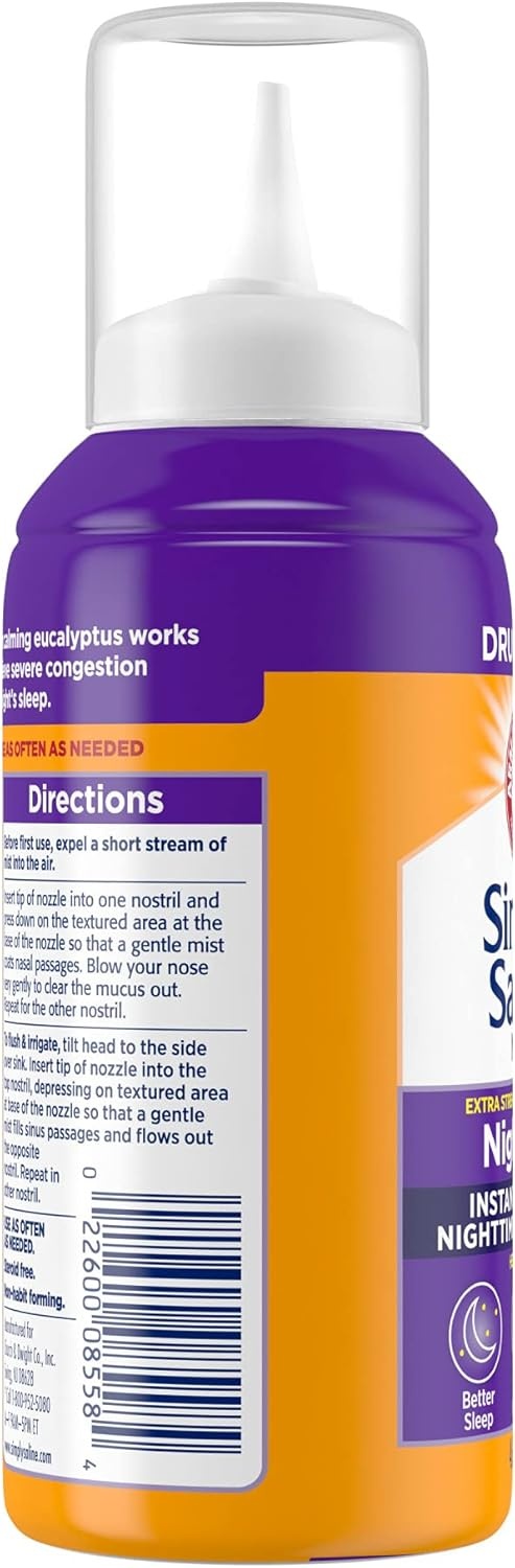 image:imageARM amp HAMMER Simply Saline Nighttime Nasal Mist 46oz Instant Relief for SEVERE Congestion One 46oz BottleNasal Mist
