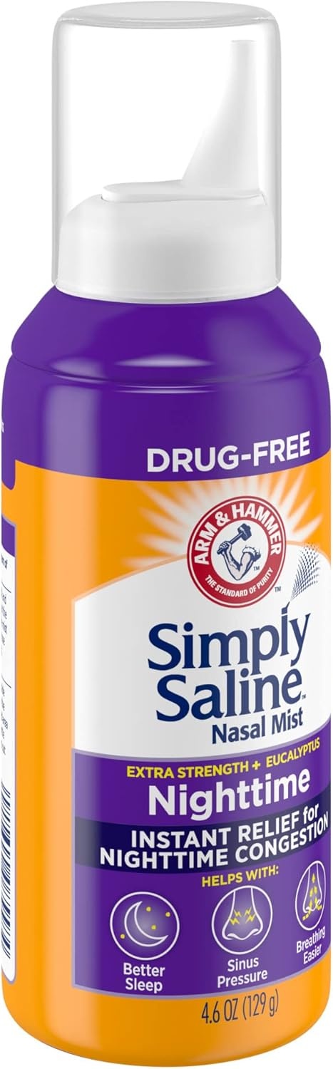 image:imageARM amp HAMMER Simply Saline Nighttime Nasal Mist 46oz Instant Relief for SEVERE Congestion One 46oz BottleNasal Mist