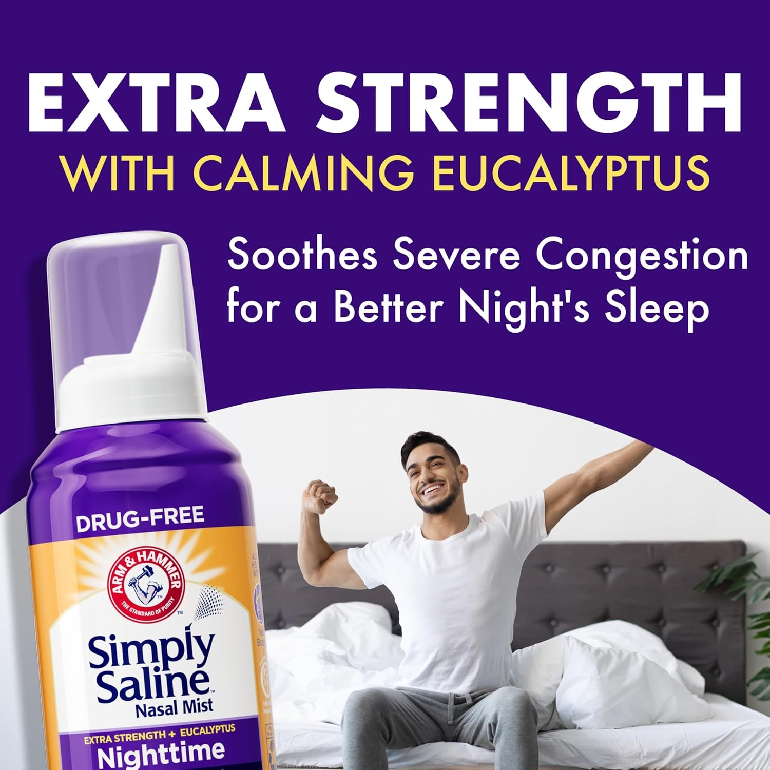 image:imageARM amp HAMMER Simply Saline Nighttime Nasal Mist 46oz Instant Relief for SEVERE Congestion One 46oz BottleNasal Mist