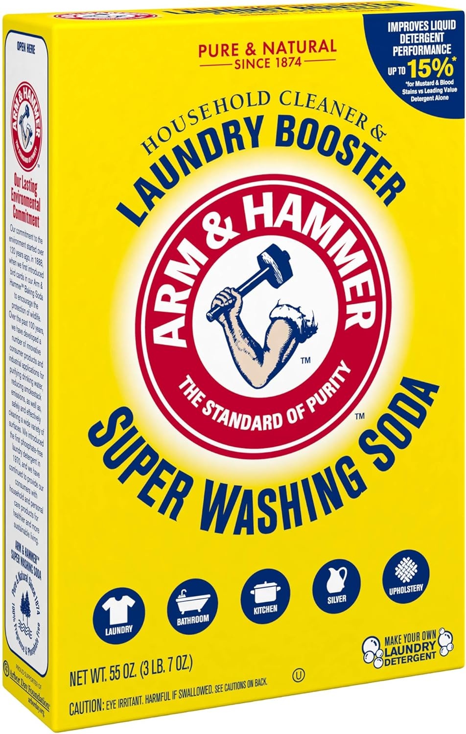 image:imageARM amp HAMMER Super Washing Soda Household Cleaner and Laundry Booster 55 oz BoxMulti
