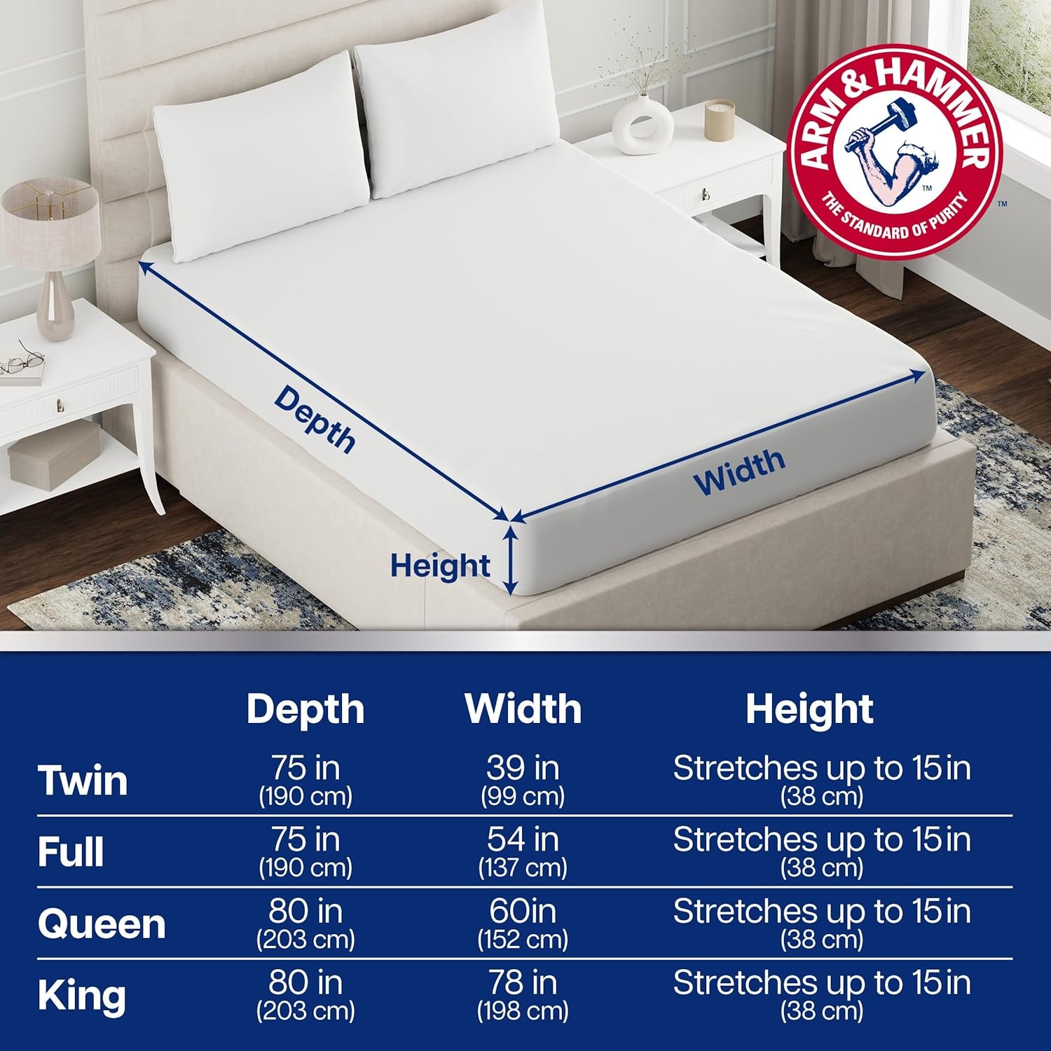 image:imageArm amp Hammer Cooling Comfort Fitted Mattress Protector TwinQueen