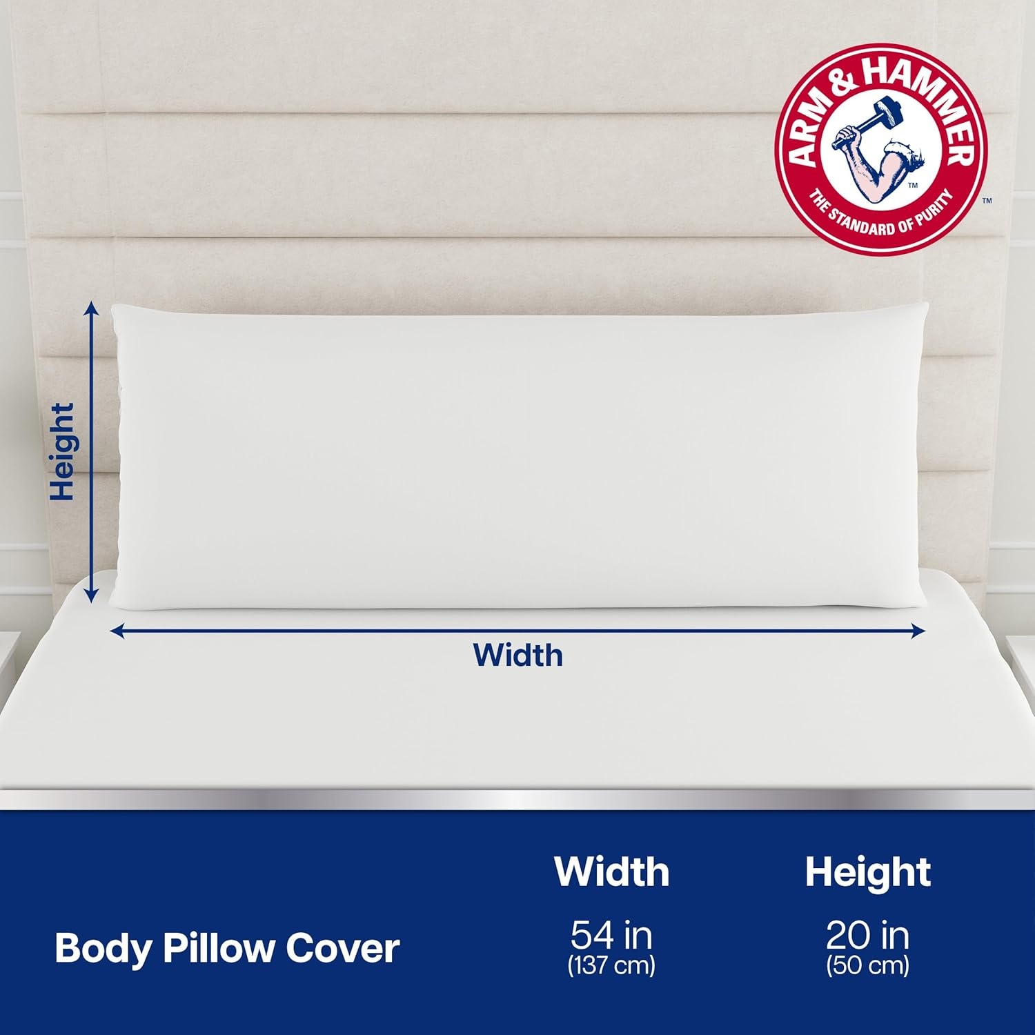 image:imageArm amp Hammer Cooling Comfort Zippered Pillow Protector 2Pack StandardQueenBody Pillow