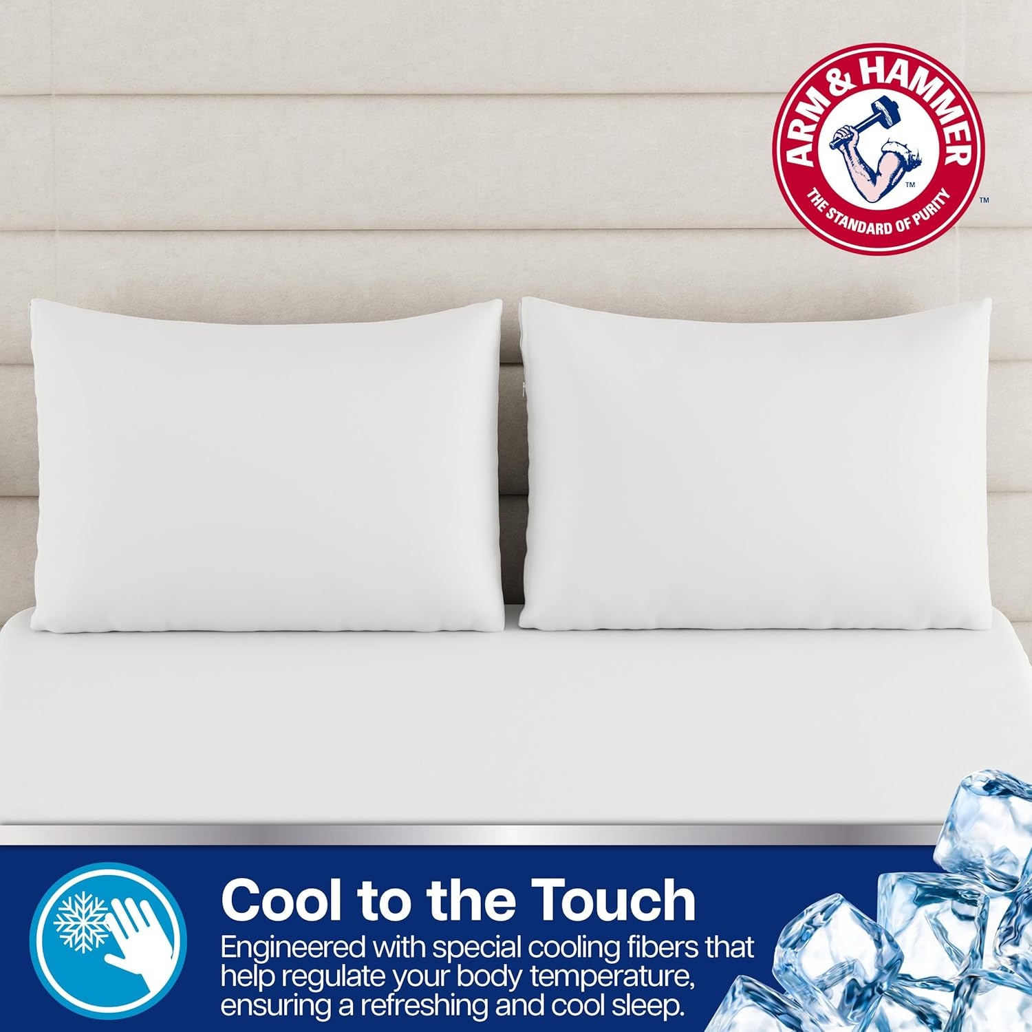 image:imageArm amp Hammer Cooling Comfort Zippered Pillow Protector 2Pack StandardQueenKing