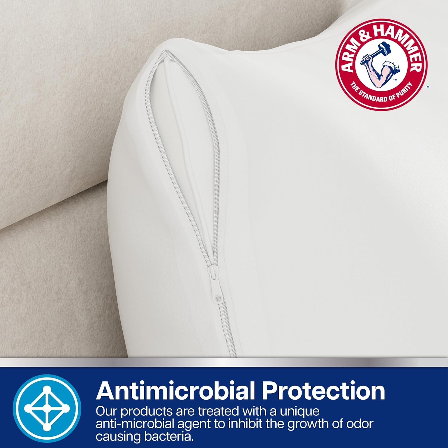 image:imageArm amp Hammer Cooling Comfort Zippered Pillow Protector 2Pack StandardQueenStandardQueen