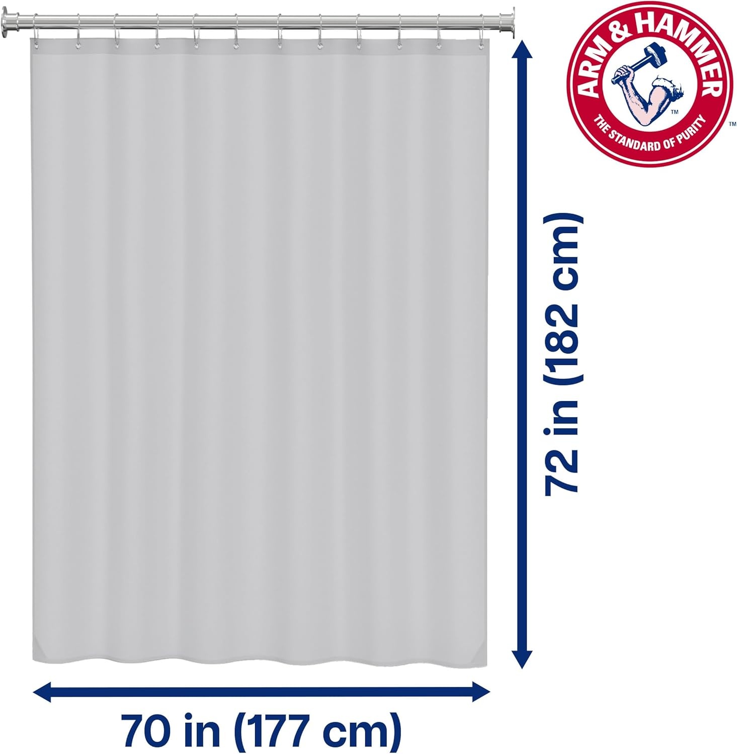 image:imageArm amp Hammer Fabric Shower Curtain with Waterproof Back 70 x 72 GreyGrey